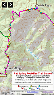 Pat Spring post-fire survey - photomap